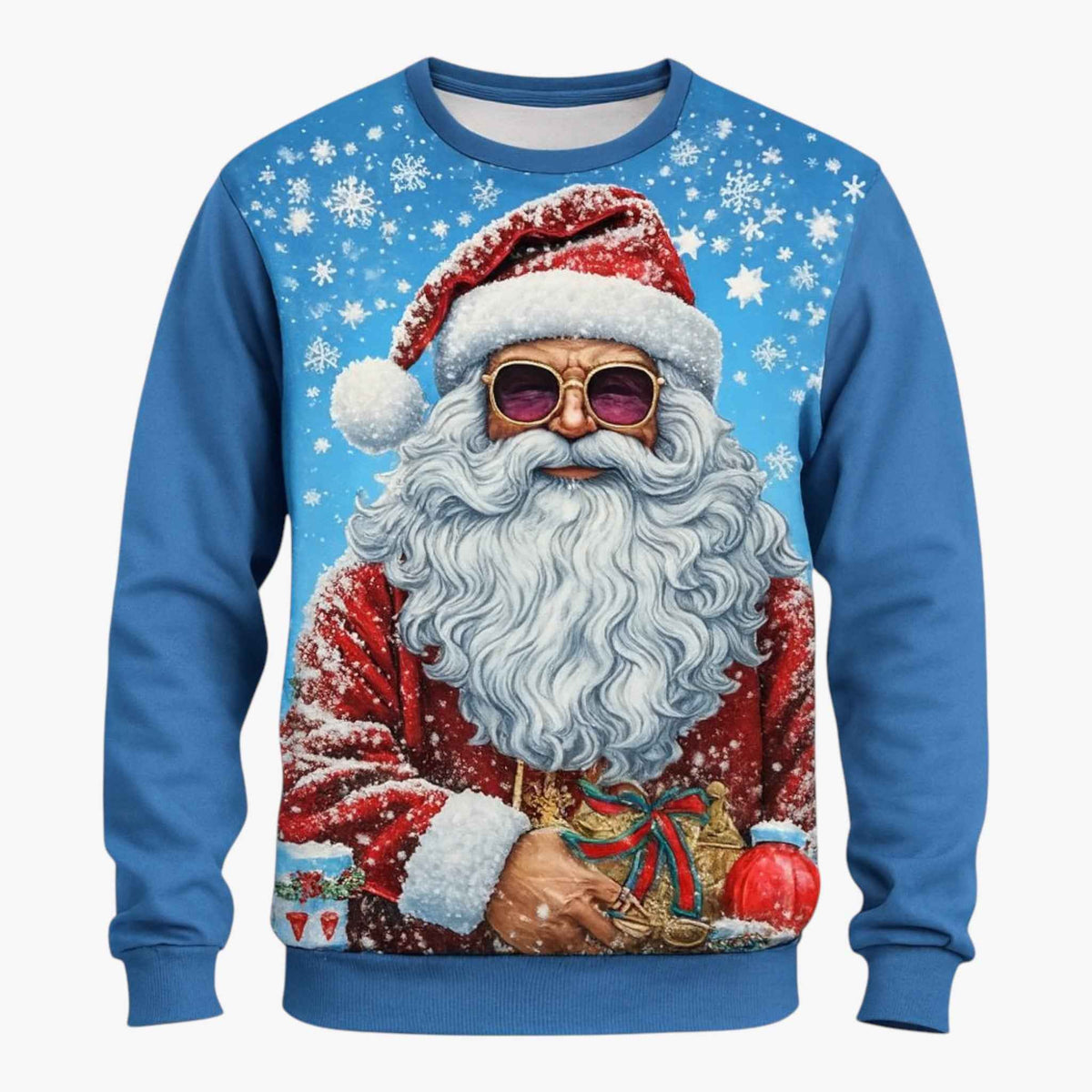 Men's Christmas Sweatshirt | 3D Music Print & Crew Neck | Long-Sleeve Casual Sweatshirt for Winter & Holidays