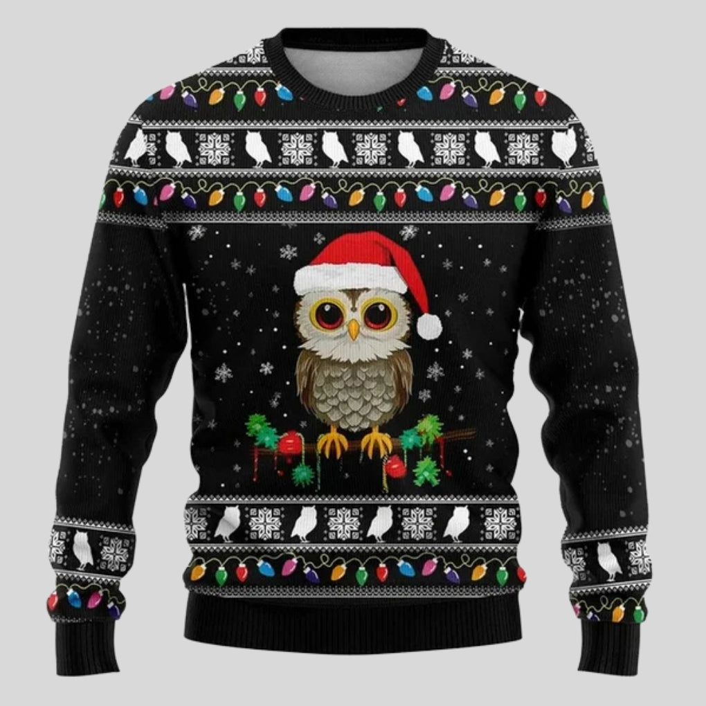 Sweat-shirt de Noël pour homme avec flocons de neige, sapin de Noël et motif lumineux - Coupe décontractée, col rond et manches longues