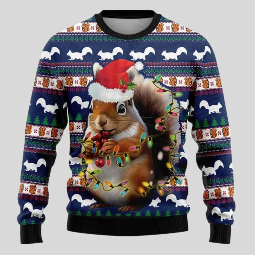 Sweat-shirt de Noël pour homme avec flocons de neige, sapin de Noël et motif lumineux - Coupe décontractée, col rond et manches longues