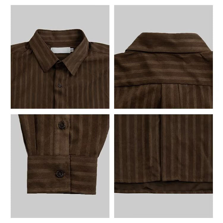 Men's Elegant Shirt with Fine Ribbed Texture