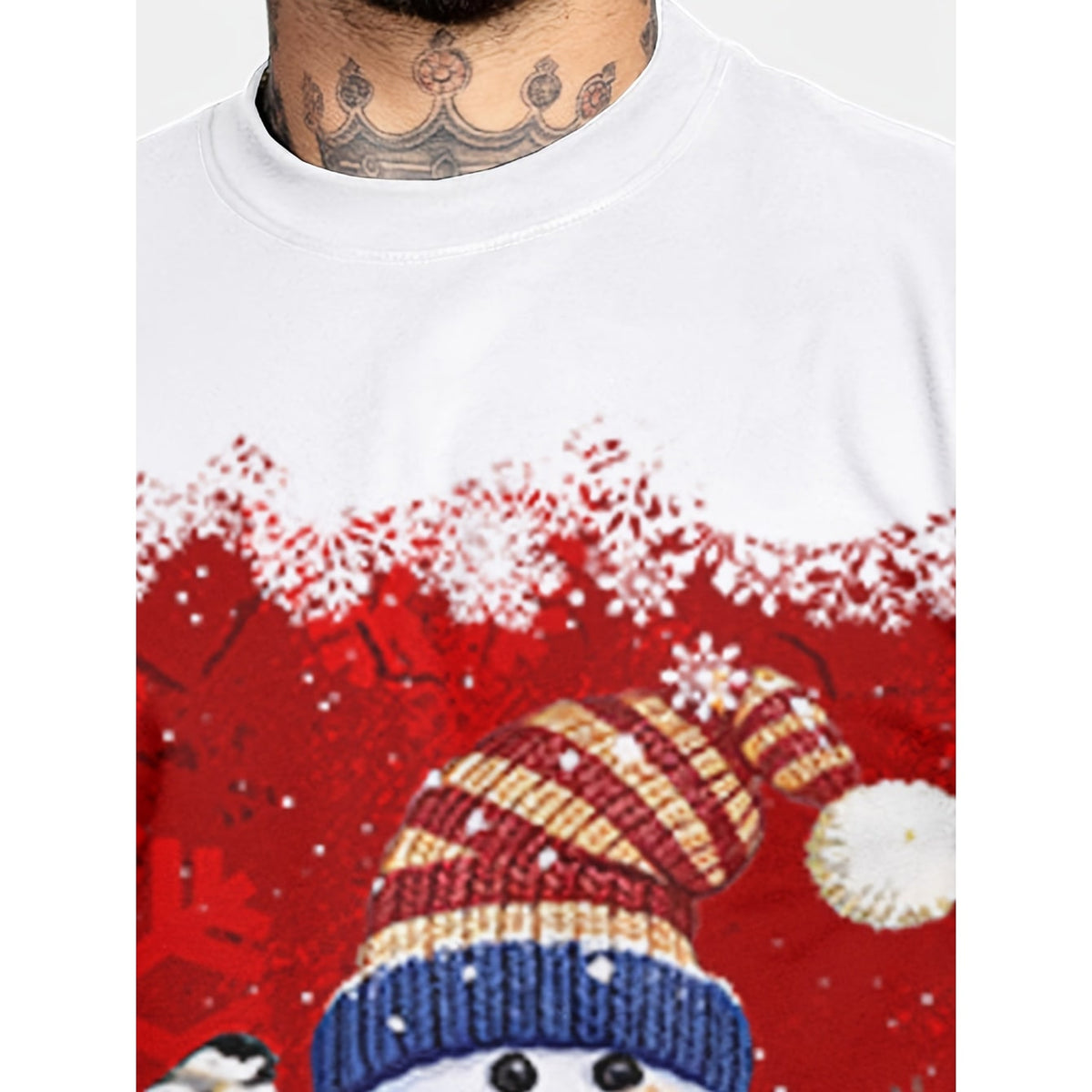 Sweat-shirt de Noël à col rond et manches longues, à motif festif, pour homme