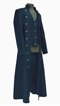 Redingote ajustée pour homme avec gilet intégré, laçage au dos à la taille et boutons décoratifs à double rangée