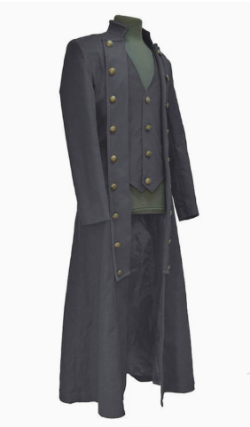 Redingote ajustée pour homme avec gilet intégré, laçage au dos à la taille et boutons décoratifs à double rangée