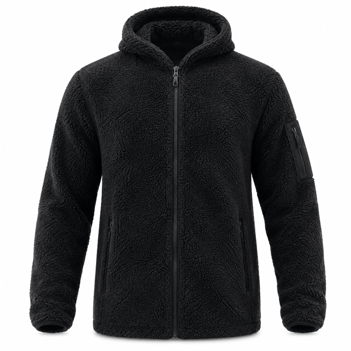 Men's Hooded Fleece Jacket | Front Zip & Side Pockets | Long-Sleeve Layer for Everyday Cold-Weather Wear