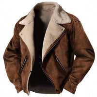 Men's Lambskin-Lined Structured Jacket with Retro Lapel and Zip Pockets