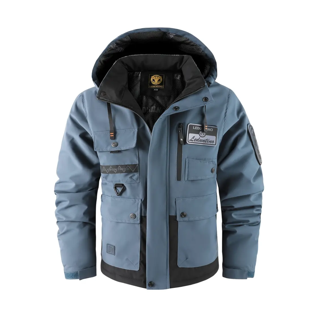 Men's Lined Outdoor Jacket with Detachable Hood