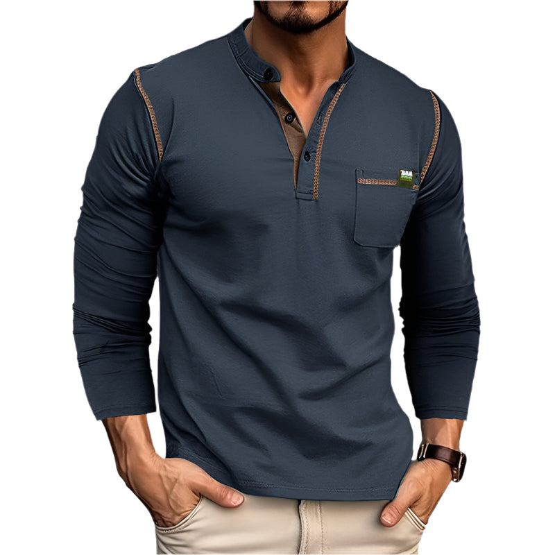 Men's Long-Sleeved Henley Shirt – Stylish Everyday Comfort