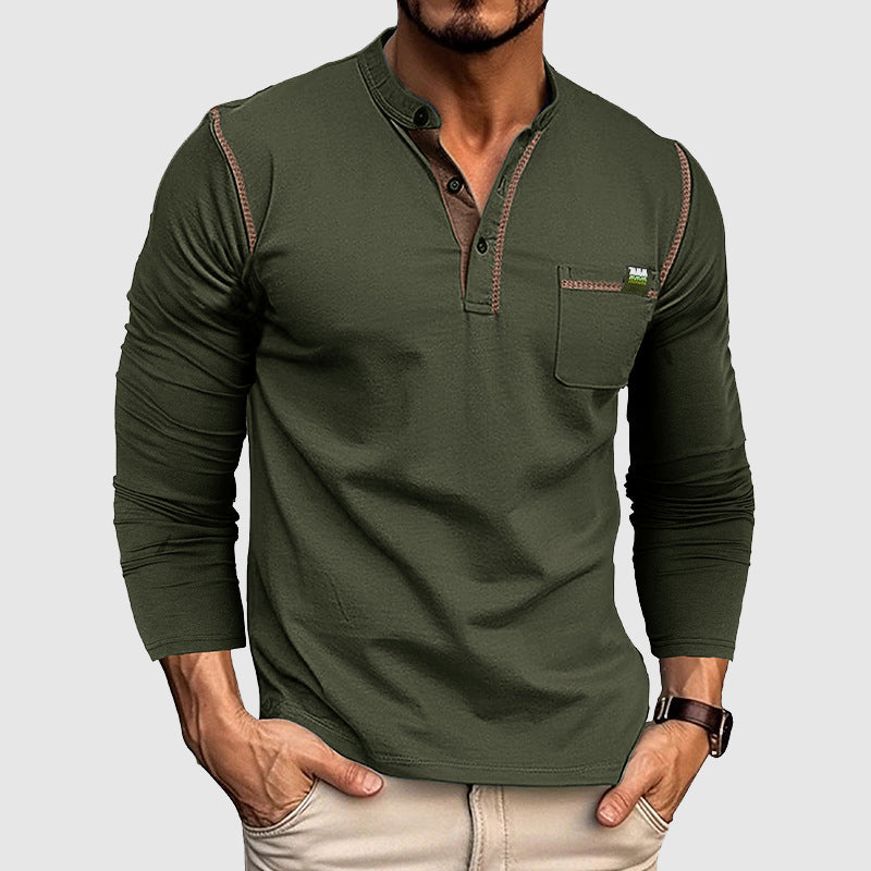 Men's Long-Sleeved Henley Shirt – Stylish Everyday Comfort