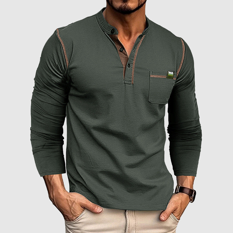 Men's Long-Sleeved Henley Shirt – Stylish Everyday Comfort