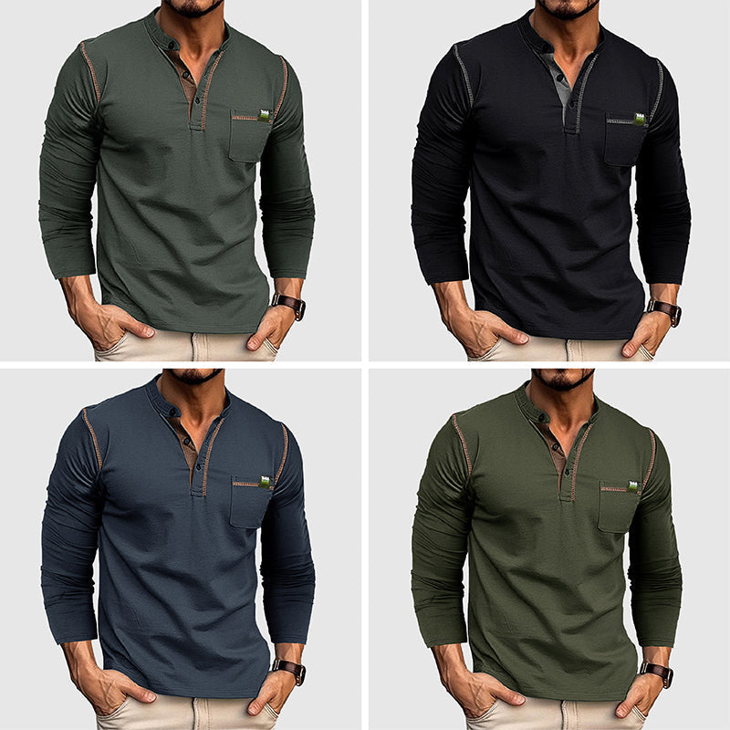 Men's Long-Sleeved Henley Shirt – Stylish Everyday Comfort