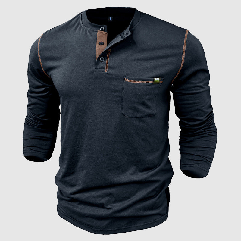 Men's Long-Sleeved Henley Shirt – Stylish Everyday Comfort