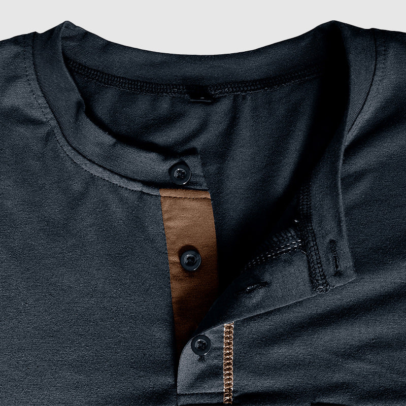 Men's Long-Sleeved Henley Shirt – Stylish Everyday Comfort