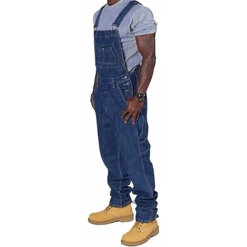 Men's Loose Fit Multi-Pocket Work Bib Overalls