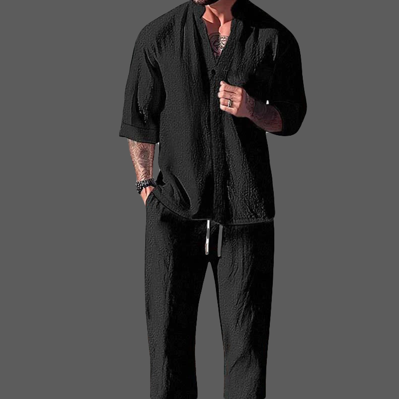 Ensemble de vêtements d'intérieur pour homme - haut à col en V et pantalon