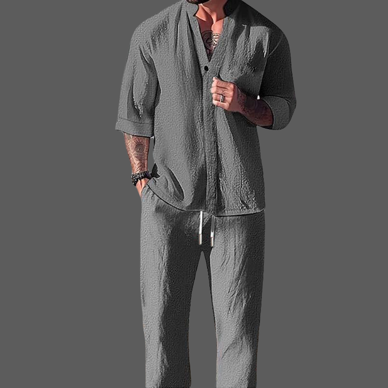 Ensemble de vêtements d'intérieur pour homme - haut à col en V et pantalon