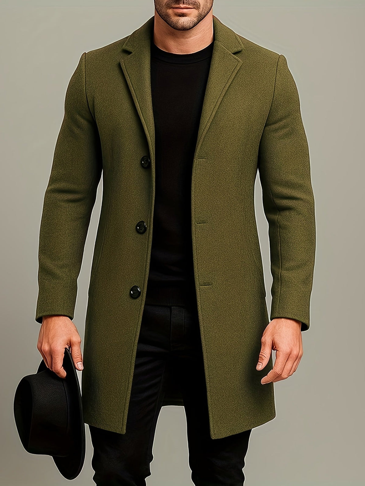 Manteau en tweed mi-long pour homme
