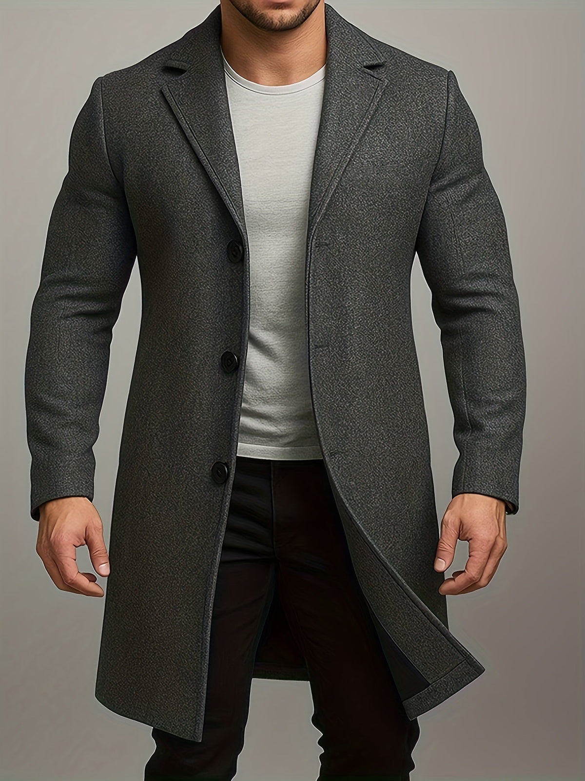 Manteau en tweed mi-long pour homme