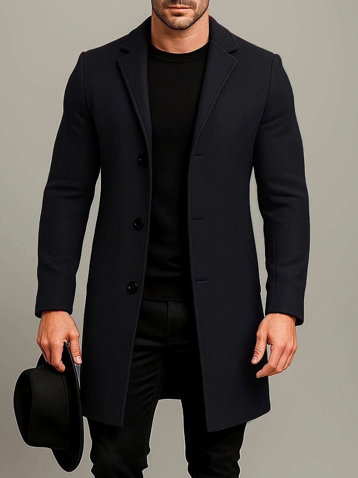Manteau en tweed mi-long pour homme