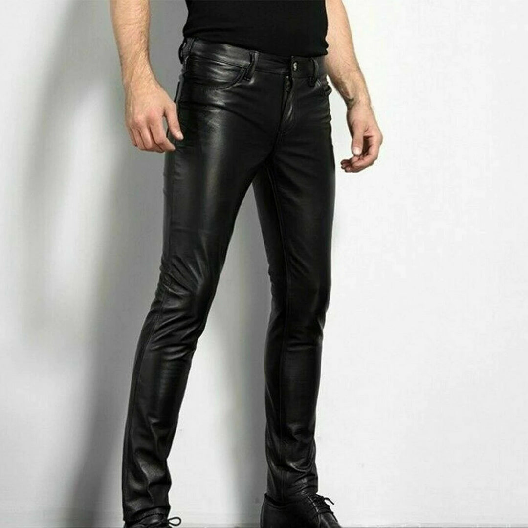 Pantalon skinny en similicuir PU pour homme