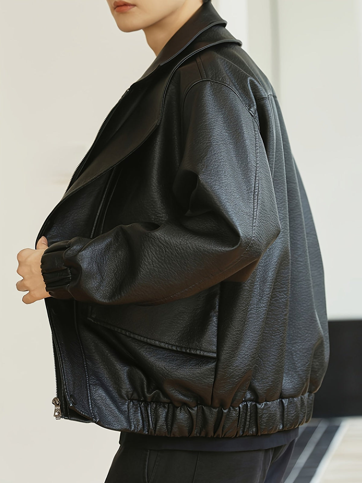 Blouson bomber décontracté pour homme en similicuir, coupe standard