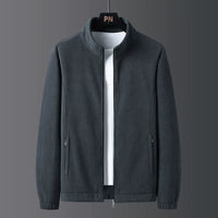 Men's Regular Fit Full-Zip Jacket with Stand Collar, Pockets and Elasticated Hem
