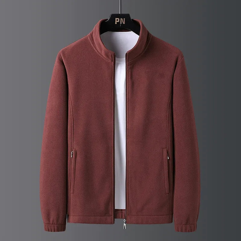 Men's Regular Fit Full-Zip Jacket with Stand Collar, Pockets and Elasticated Hem