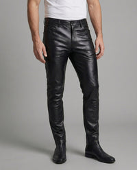 Men's Slim-Fit Faux-Leather Pants with Quilted Details - Vittorelli