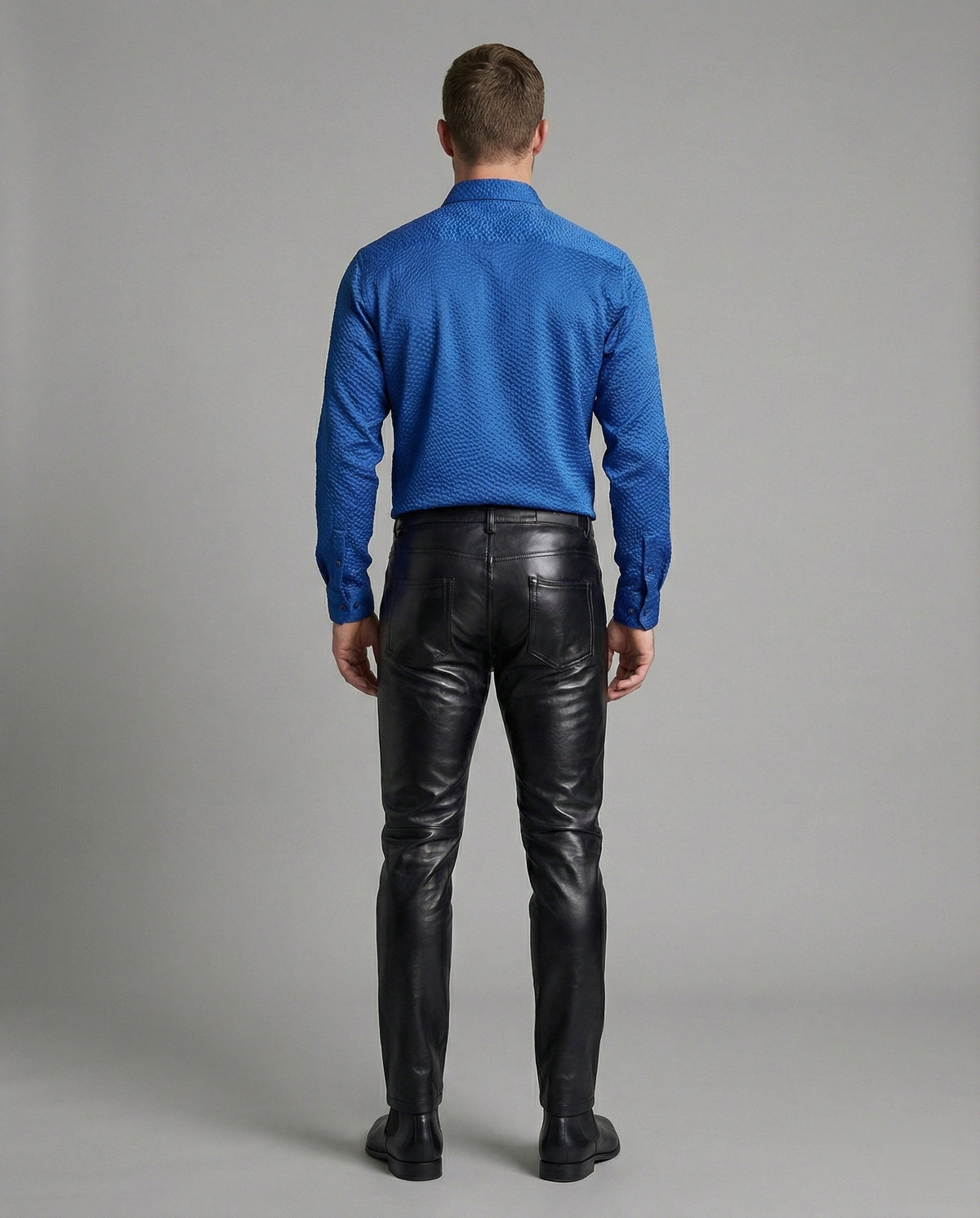 Men's Slim-Fit Faux-Leather Pants with Quilted Details - Vittorelli