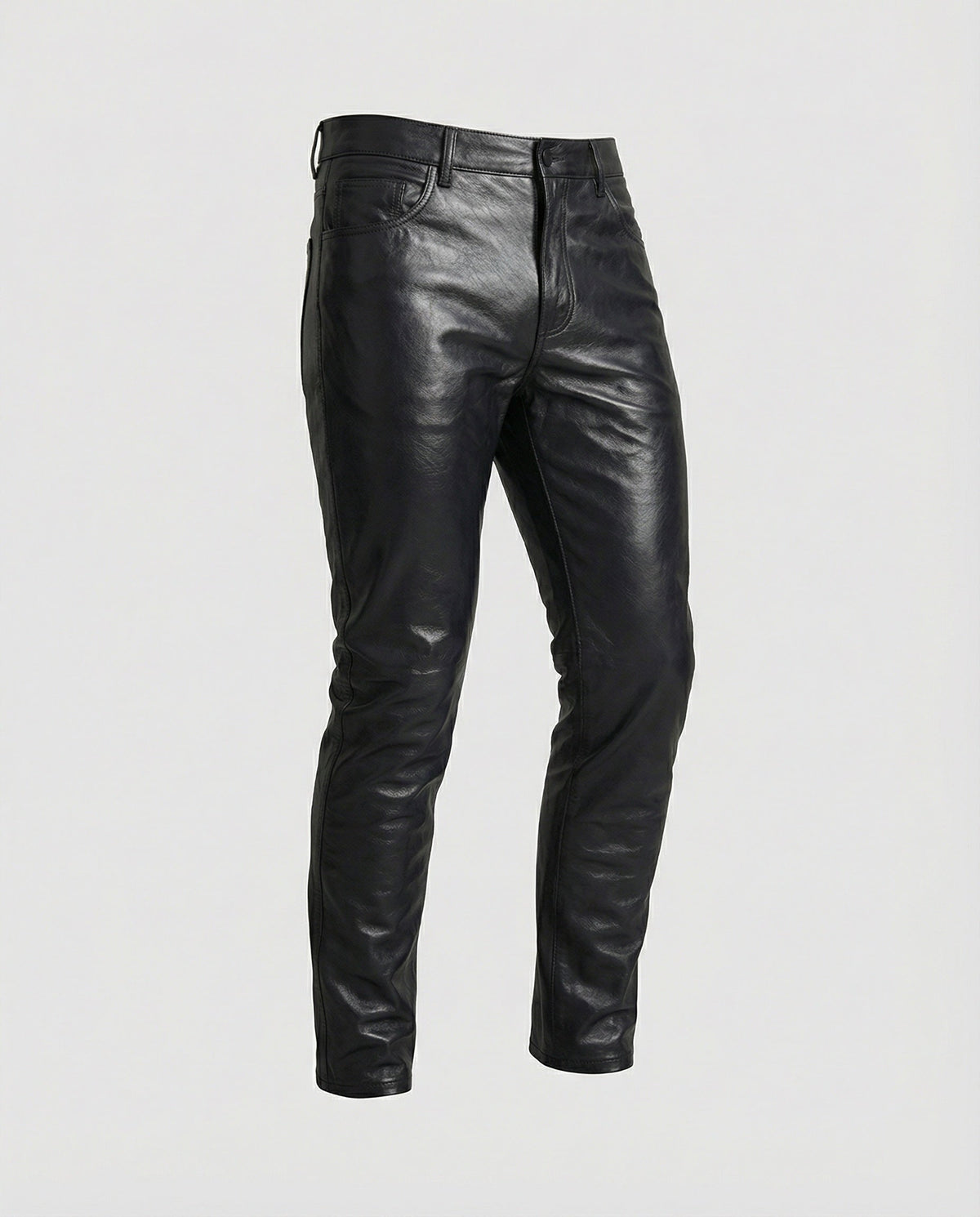 Men's Slim-Fit Faux-Leather Pants with Quilted Details - Vittorelli