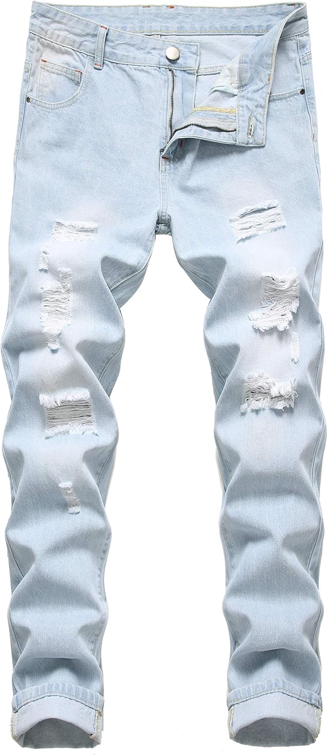 Jean déchiré pour homme à coupe slim