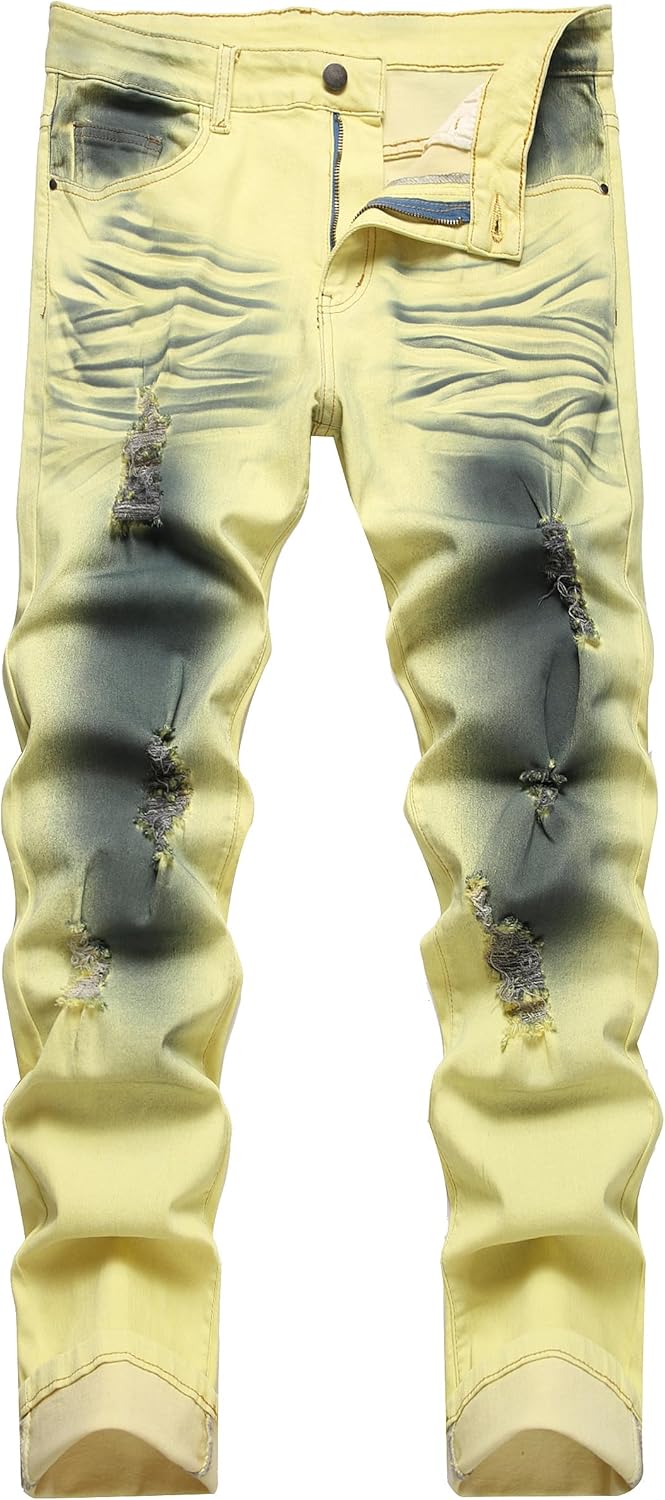 Jean déchiré pour homme à coupe slim