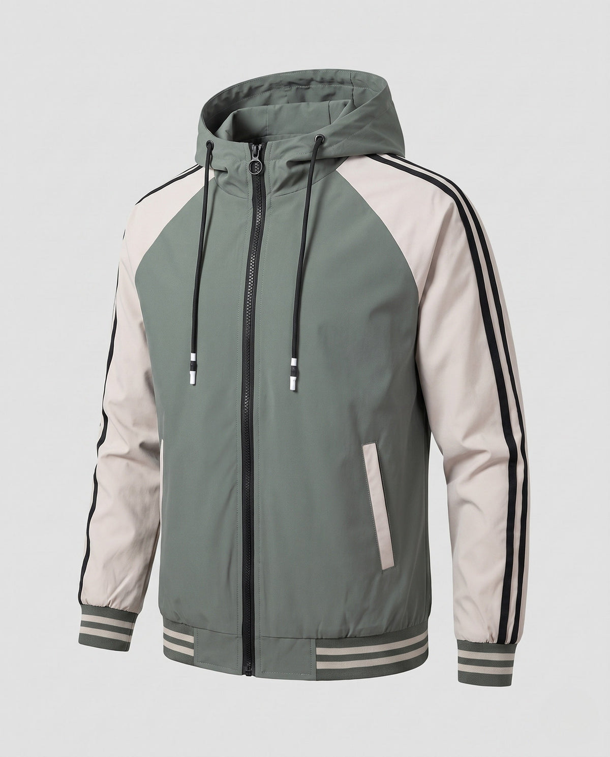 Veste à capuche sportive pour homme avec empiècements colorés et poches