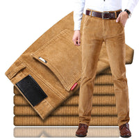 Pantalon habillé pour homme en velours côtelé extensible à jambes droites