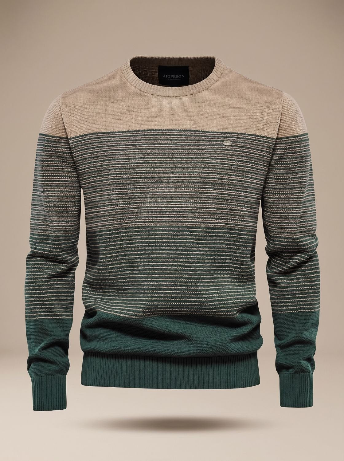 Men's Striped Colorblock Crewneck Knit Pullover Sweater