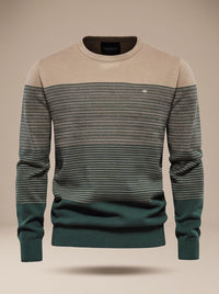 Men's Striped Colorblock Crewneck Knit Pullover Sweater