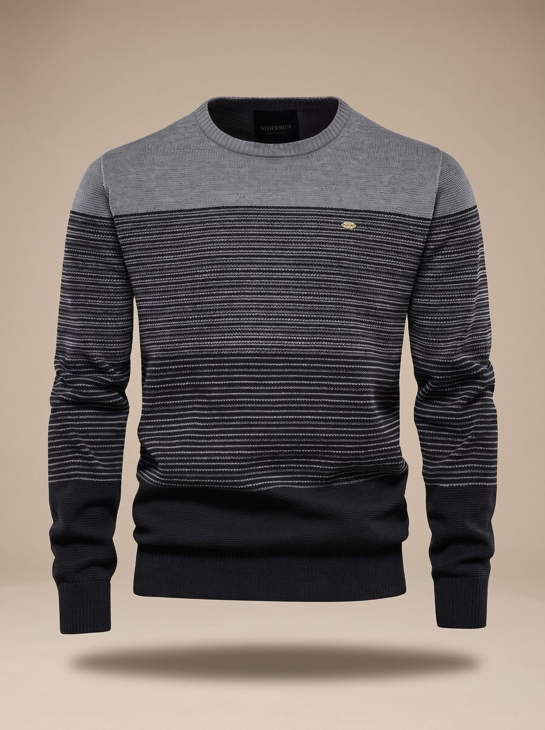 Men's Striped Colorblock Crewneck Knit Pullover Sweater