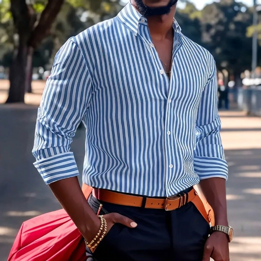 Men's Striped Long-Sleeve Shirt