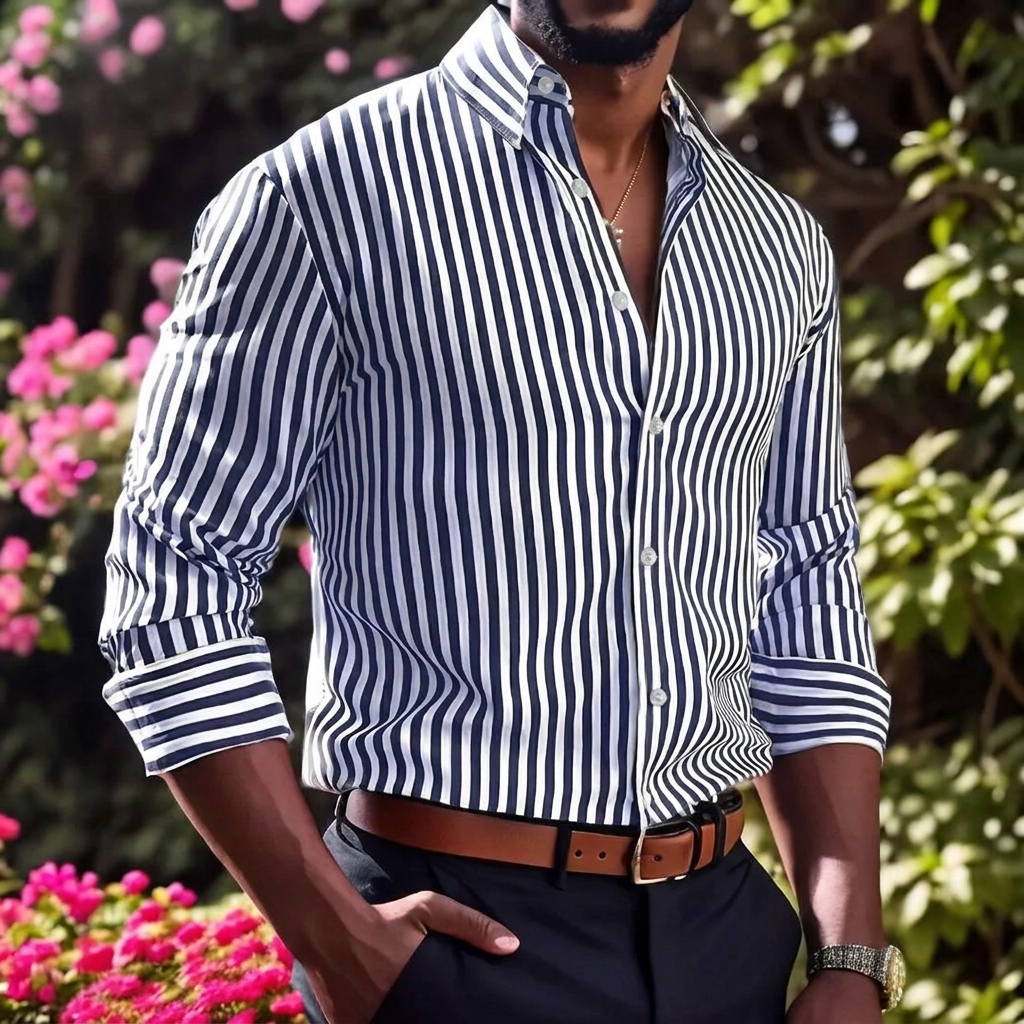 Men's Striped Long-Sleeve Shirt