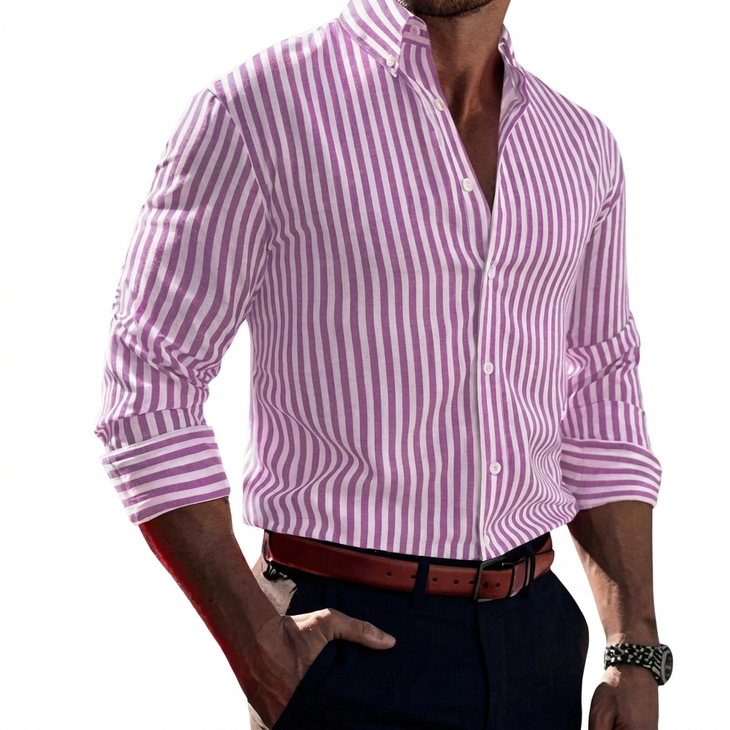 Men's Striped Long-Sleeve Shirt