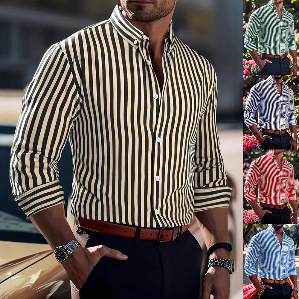 Men's Striped Long-Sleeve Shirt