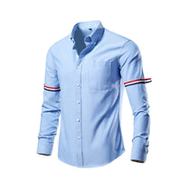 Men's Tailored Oxford Business Shirt with Button-Down Collar, Chest Pocket, and Distinctive Cuff Detail