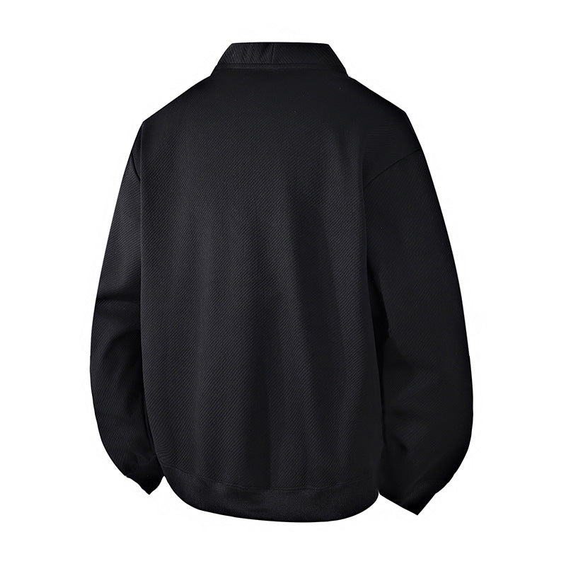 Men's Textured Knit Cardigan Jacket with Full Button Placket and Patch Pockets
