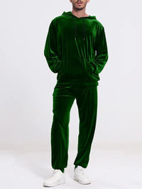 Men's Velour Tracksuit with Hoodie and Casual Joggers