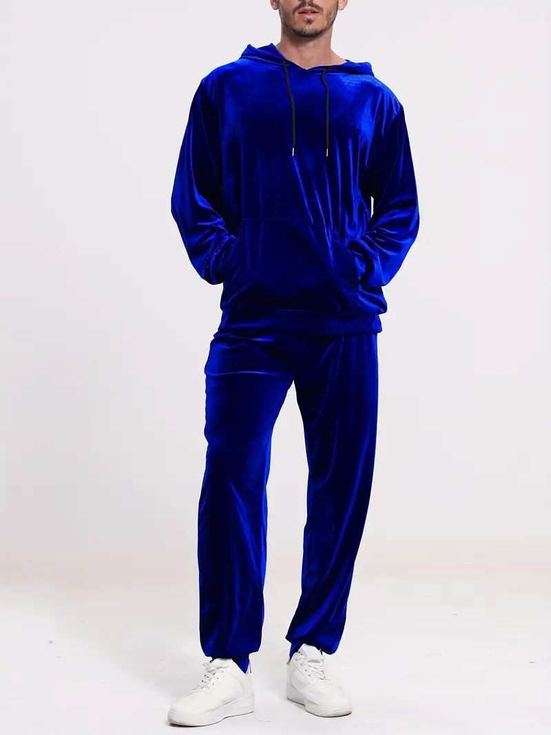 Men's Velour Tracksuit with Hoodie and Casual Joggers