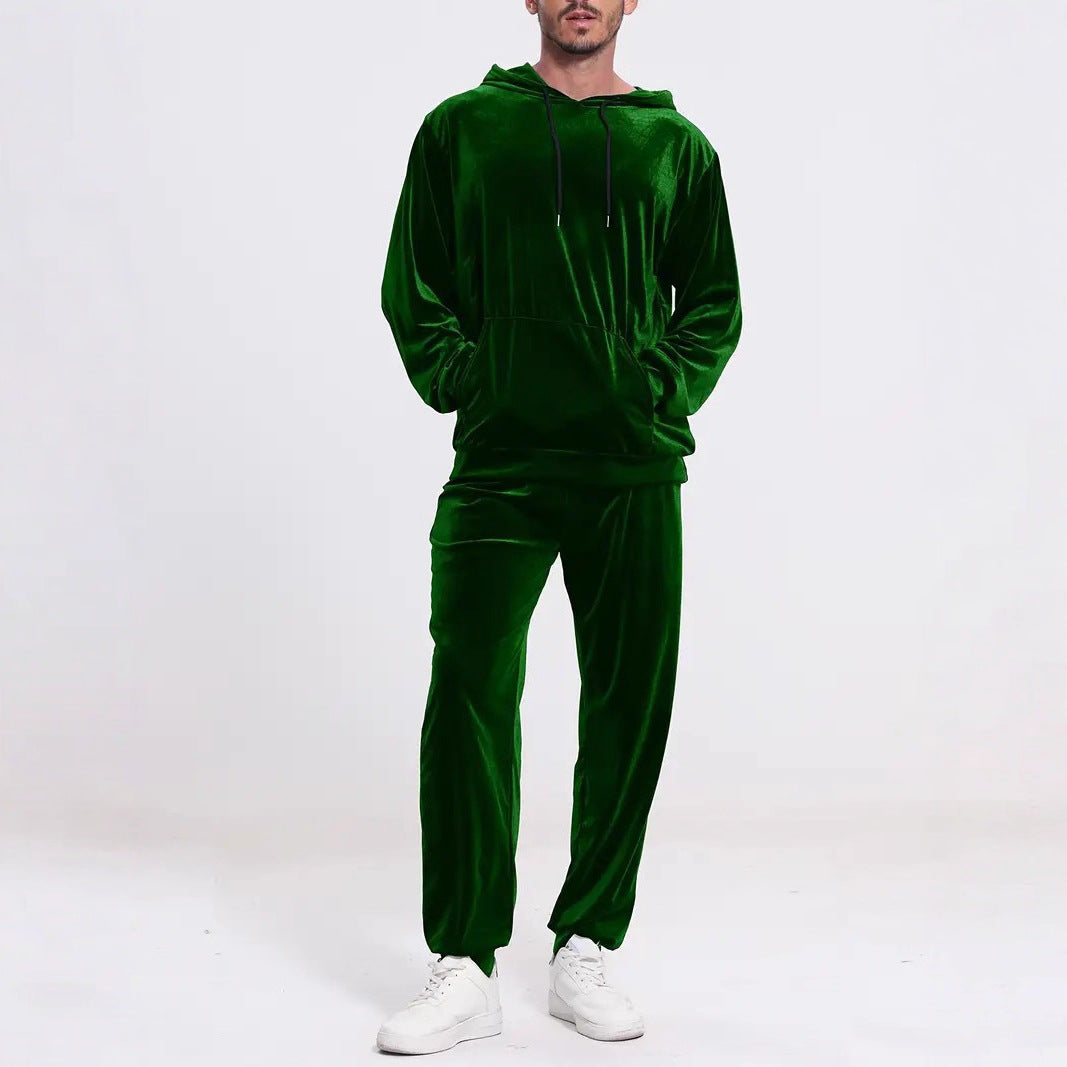 Men's Velour Tracksuit with Hoodie and Casual Joggers