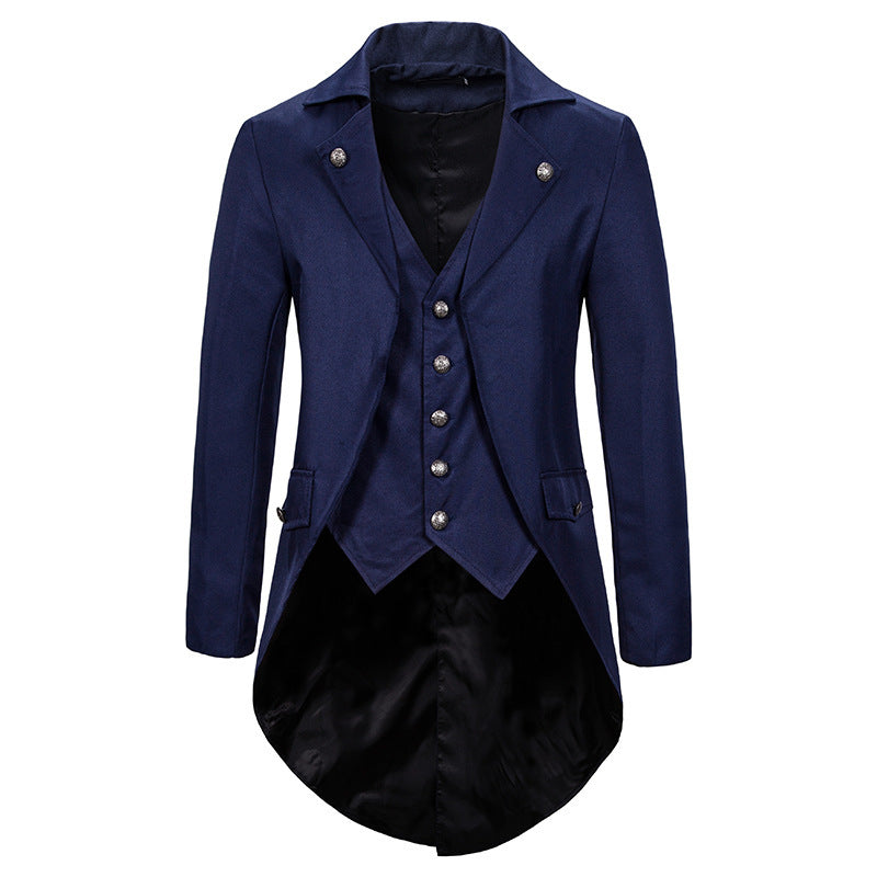 Men's Victorian Tailcoat with Integrated Waistcoat and Swallowtail