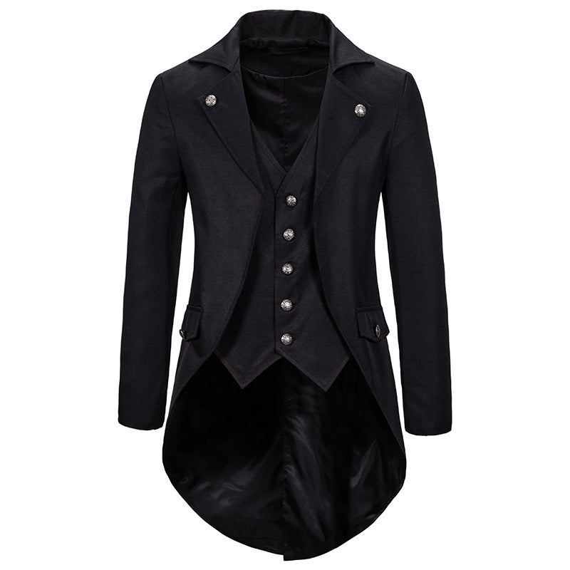 Men's Victorian Tailcoat with Integrated Waistcoat and Swallowtail