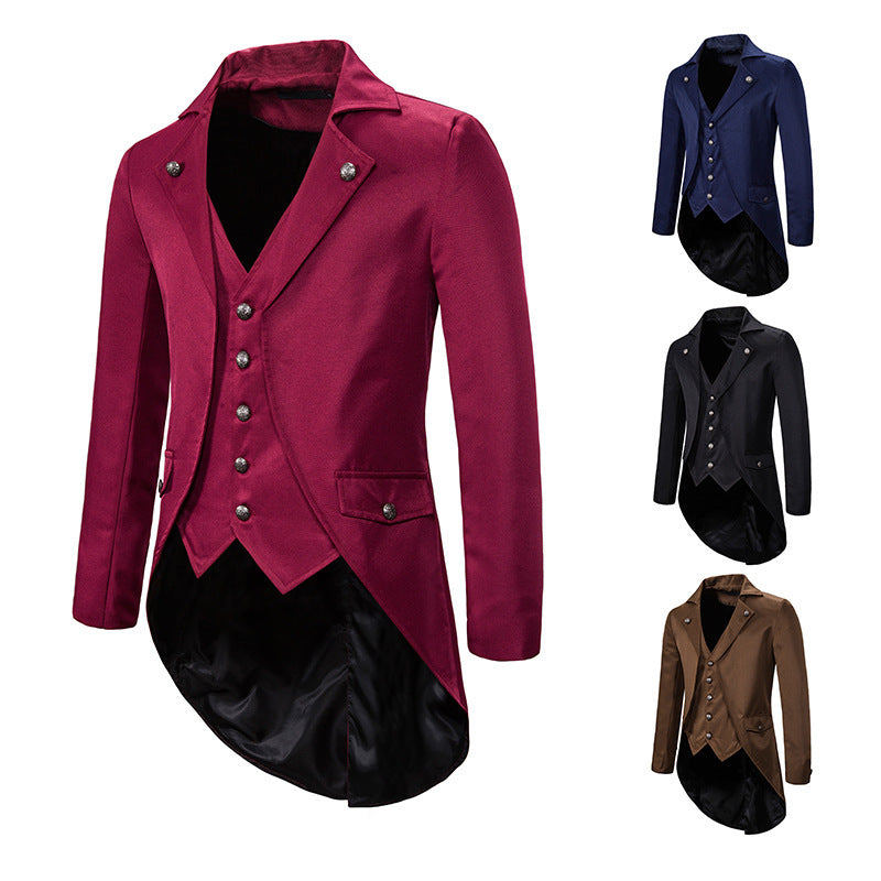 Men's Victorian Tailcoat with Integrated Waistcoat and Swallowtail