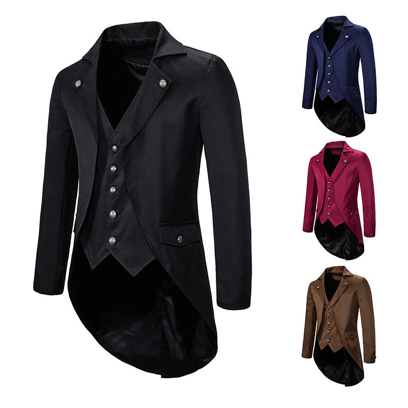 Men's Victorian Tailcoat with Integrated Waistcoat and Swallowtail