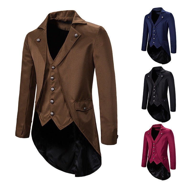 Men's Victorian Tailcoat with Integrated Waistcoat and Swallowtail